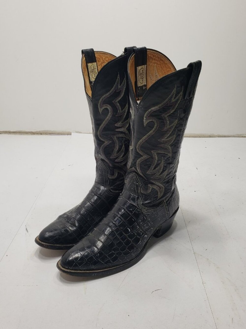 Nocona 4517G Caiman Exotic Leather Cowboy Boots Men's 10 B Vintage